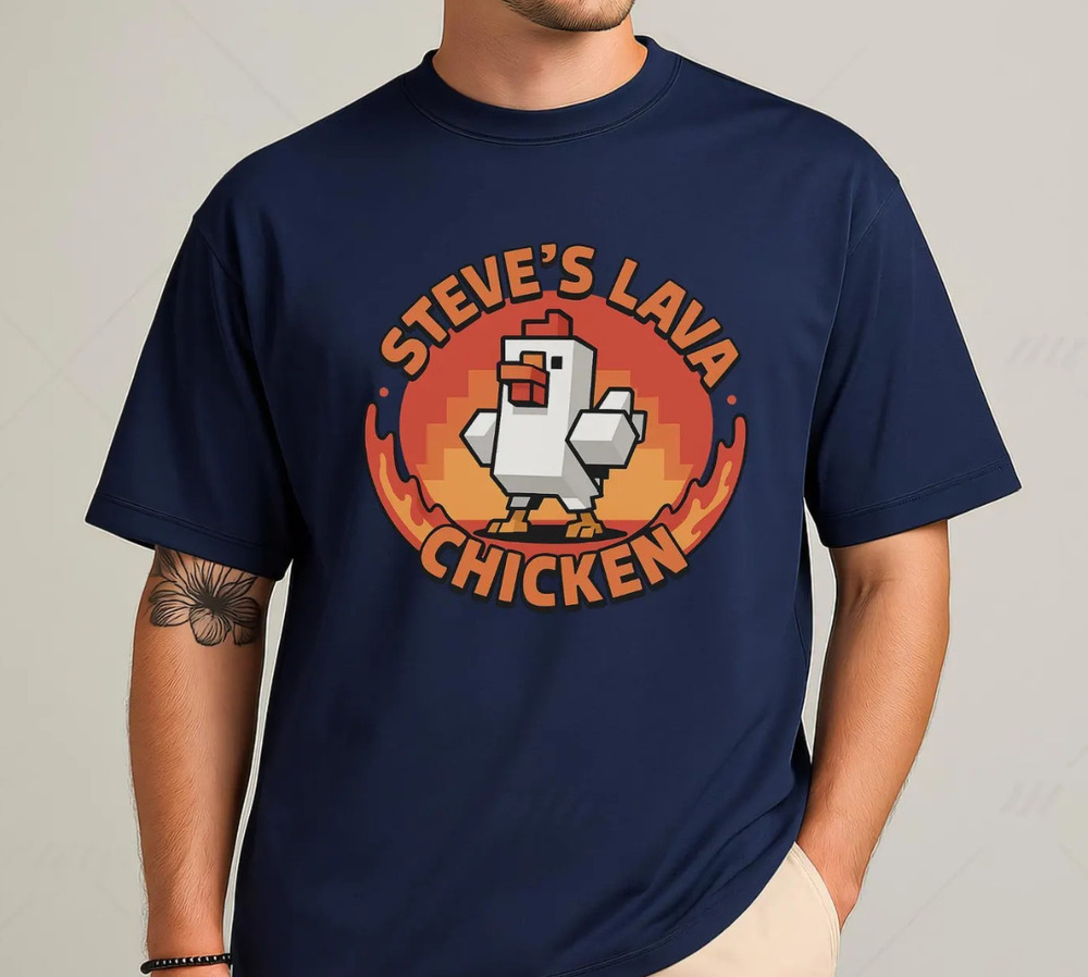 Lava Chicken Shirt Minecraft Gamer Tee Navy